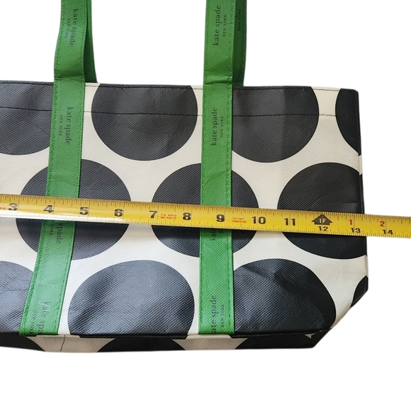 Kate Spade Mini Tote-Recycled Polyester/Signature Cream and Blk Dot with Green - Picture 4 of 5